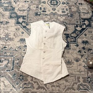 Target Women's Cream Sleeveless Button-Up Top